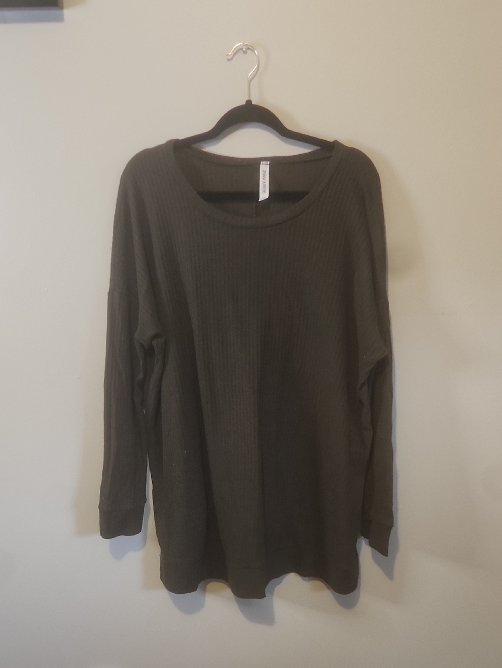 Zenana Outfitters Olive Ribbed Tunic Top